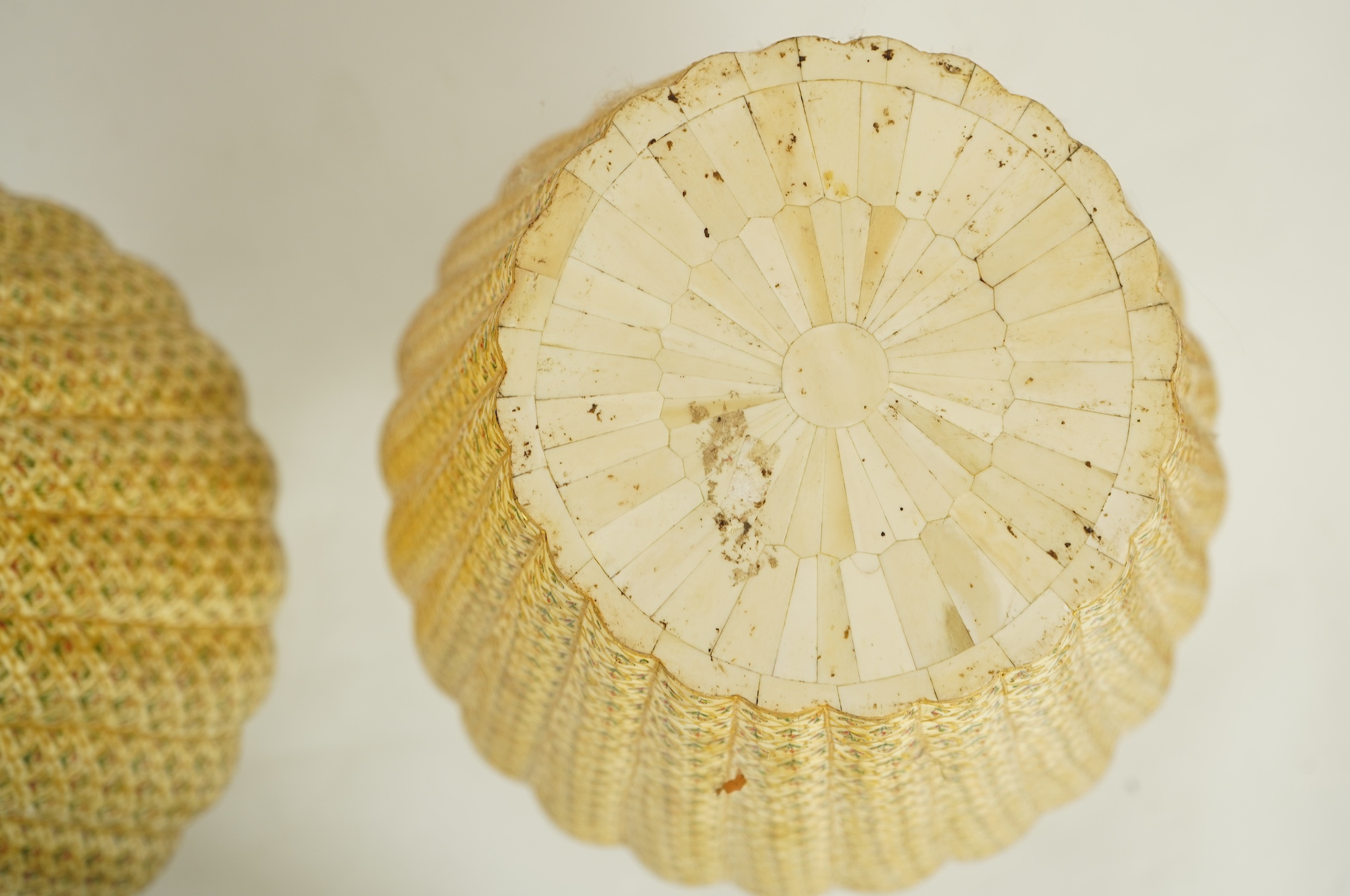 A pair of large Indian painted bone veneered vases, in Mughal style